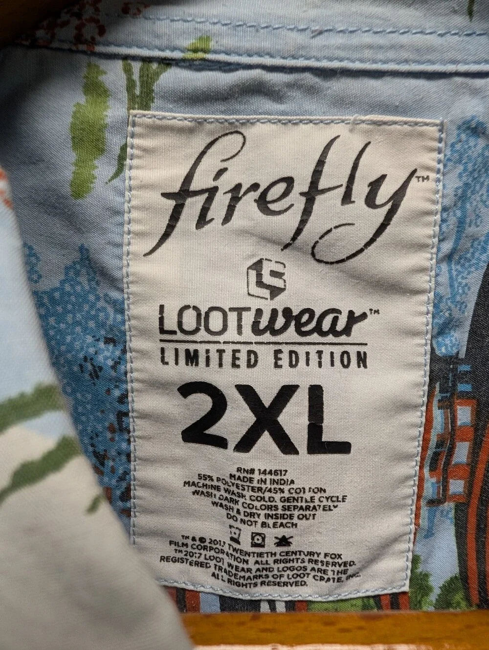 Firefly Lootwear Japanese Dinosaur Short Sleeve Button Down Shirt-Men's Size 2XL